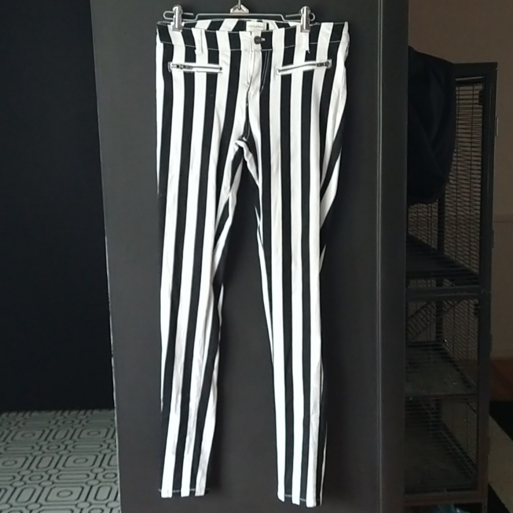 Black and white stripe jeans